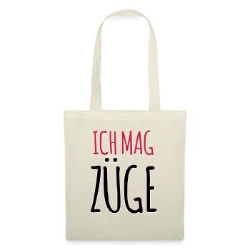 Lustiger Spruch Ich mag Züge Zugfahrer Geschenk - Stoffbeutel - Natur - Vorne