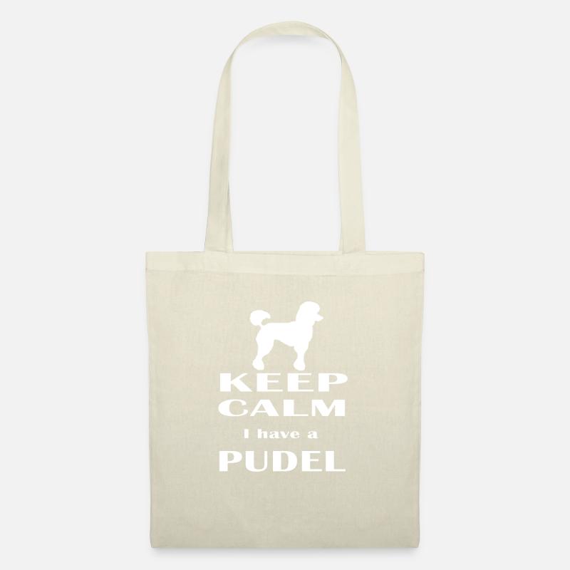 Pudel Hund Keep calm Geschenk - Stoffbeutel - Natur