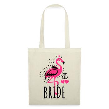 105 JGA BRIDE Flamingo Stars Hearts diamond rings - Stoffbeutel - Natur - Vorne