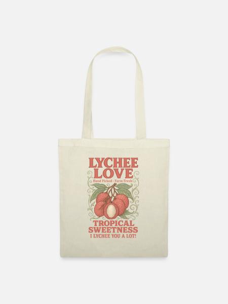 Litschi Tropische Frucht Retro - Stoffbeutel - Natur