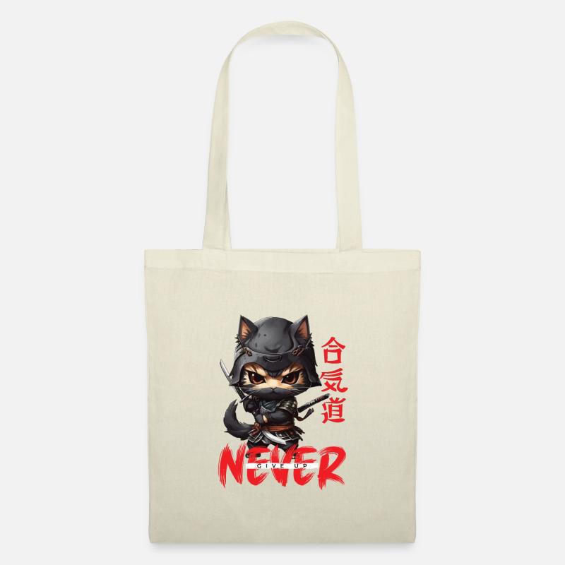 Ninja Cat Never Give Up - Stoffbeutel - Natur