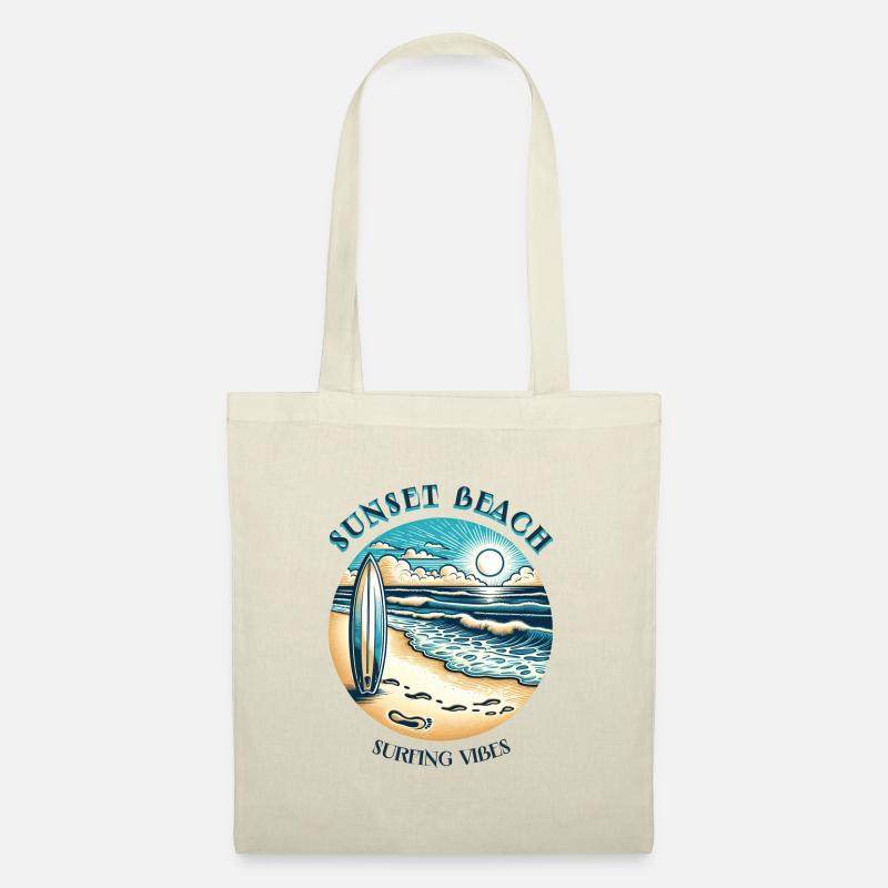 Sunset Beach Surfing Vibes - Stoffbeutel - Natur