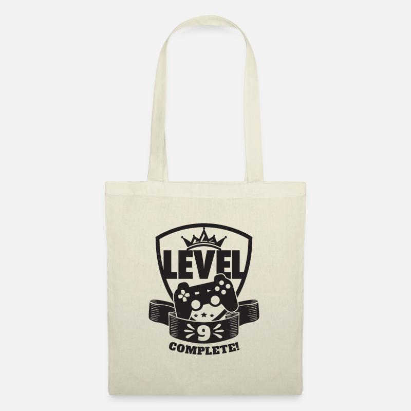 Level 9 Complete Geburtstagsgeschenk 9 Jahre Gamer - Stoffbeutel - Natur