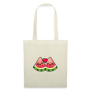 Couple de pastèque amour coeur Saint-Valentin - Sac en tissu - nature - Devant