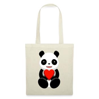 Kawaii Panda Herzliebe - Stoffbeutel - Natur - Vorne