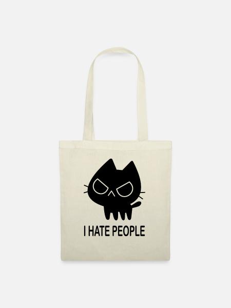 Katze lustiger Spruch I Hate People - Stoffbeutel - Natur