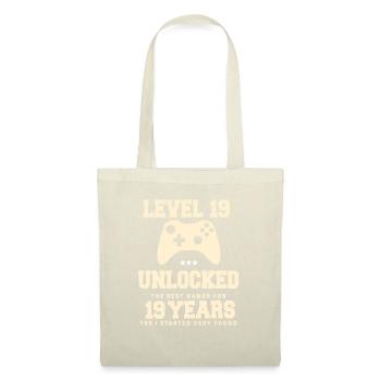 Level 19 Vintage Retro Vintage Geburtstag - Stoffbeutel - Natur - Vorne