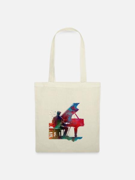 Pianist Musik Kunst - Stoffbeutel - Natur