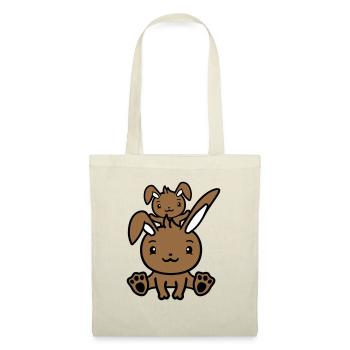 2 Bunnies Dad Mom Child Mother Sitting On Top Of Each Other - Tote Bag - nature - Front