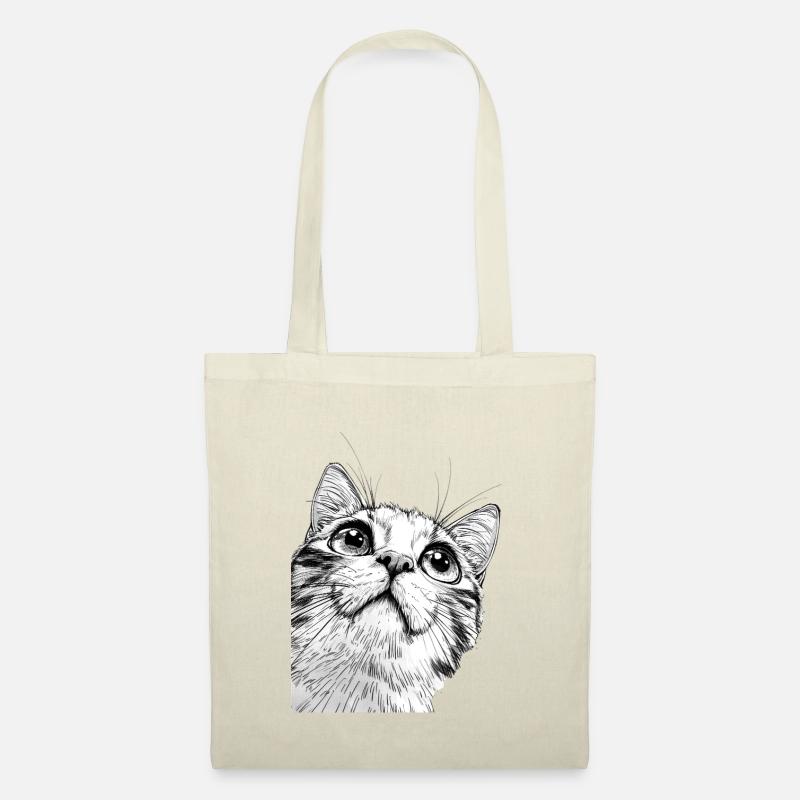 Schwarz-Weiß Mickey Katze - Stoffbeutel - Natur