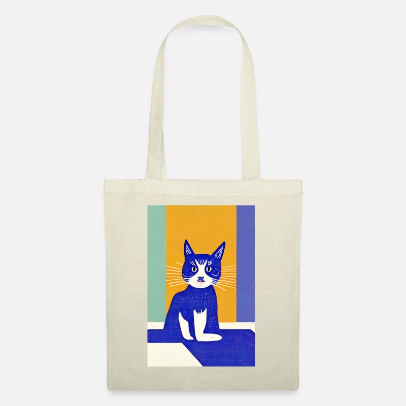 Blue Kitten Retro - Stoffbeutel - Natur