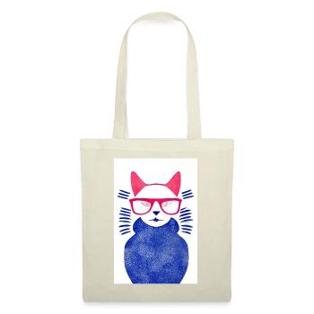 Pink Blue Hipster Cat Retro - Tote Bag - nature - Front