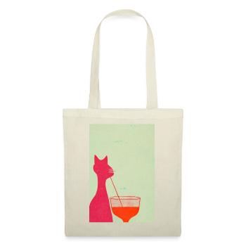 Sipping Kitty Retro - Tote Bag - nature - Front