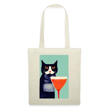 Cat with a Drink Retro - Tote Bag - nature - Front