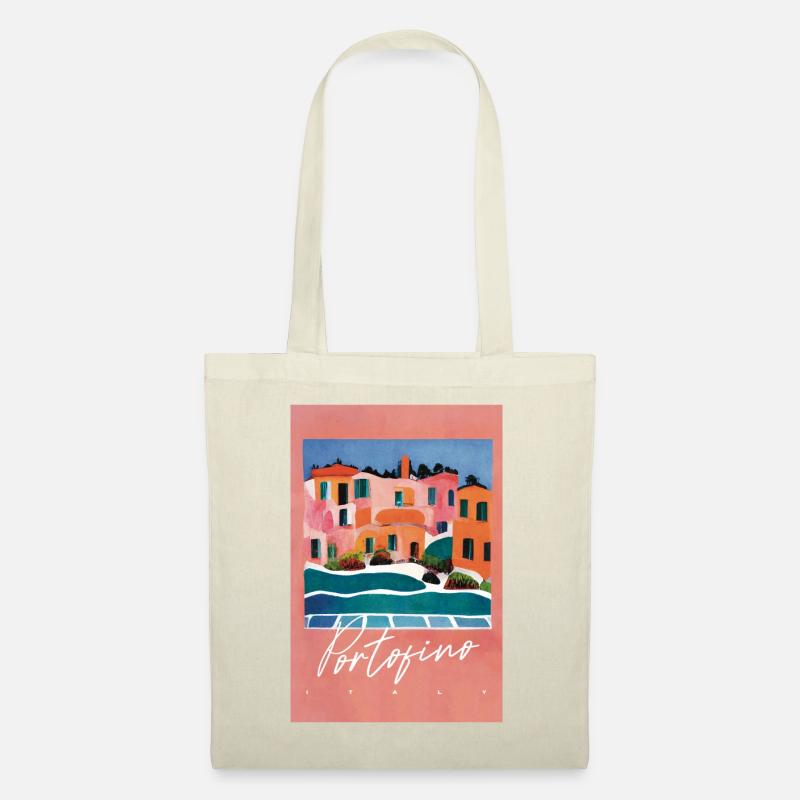 Portofino Architektur Retro Reiseplakat - Stoffbeutel - Natur