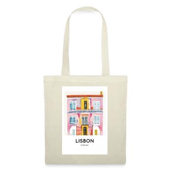 Colorful Lisbon House Travel Poster Retro - Tote Bag - nature - Front