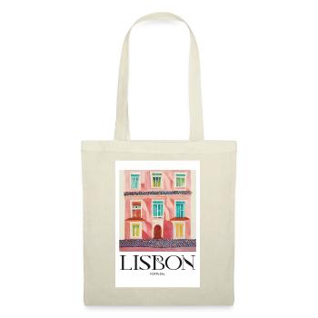 Lisbon Street Architecture Reiseplakat Retro - Stoffbeutel - Natur - Vorne
