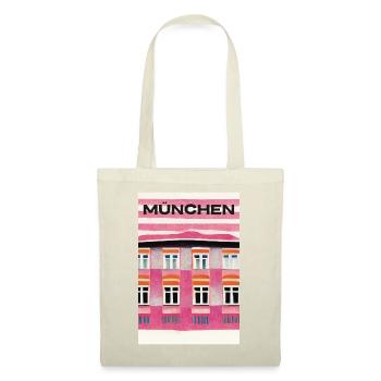 Munich Pink House Architecture Travel Poster Retro - Tote Bag - nature - Front