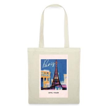 Paris Eiffel Tower Old Reiseplakat Retro - Stoffbeutel - Natur - Vorne