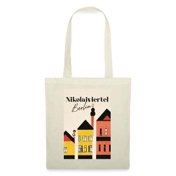 Nikolaiviertel Berlin Houses Reiseplakat Retro - Stoffbeutel - Natur - Vorne
