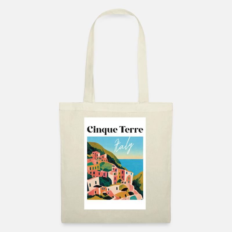 Abstract Cinque Terre Gouache Reiseplakat Retro - Stoffbeutel - Natur