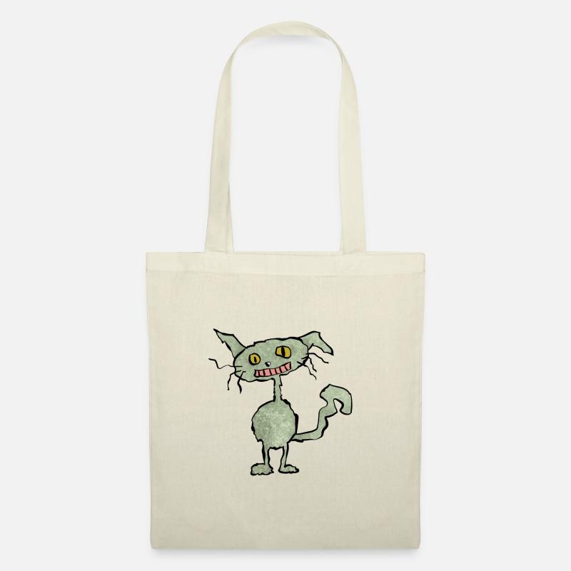 Chat drôle vert - Sac en tissu - nature