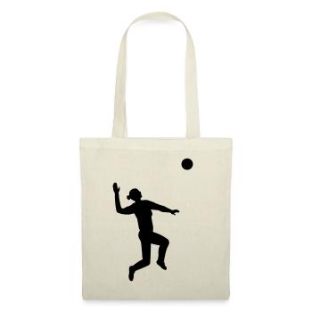 Anmutiger Volleyball Sprung Schwarz - Stoffbeutel - Natur - Vorne