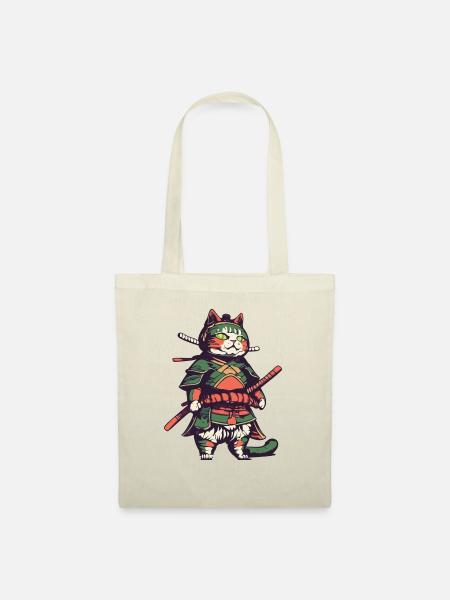 Samurai Katze - Stoffbeutel - Natur