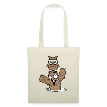 Owl Cactus Desert 2 Friends Happy Team Cartoon - Tote Bag - nature - Front