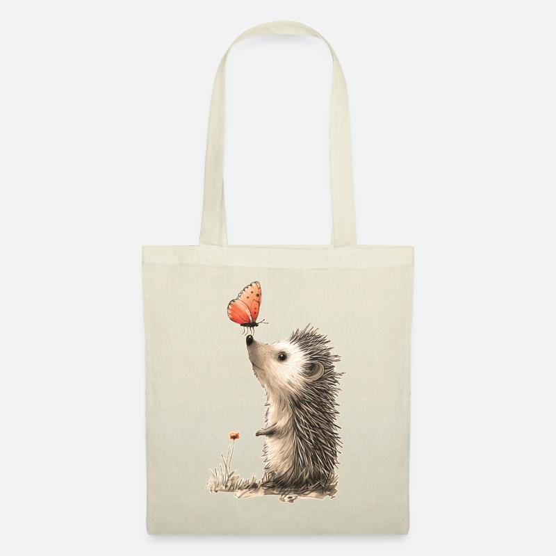 Hérisson et papillon - Sac en tissu - nature