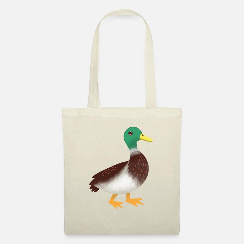 Einfache Mallard Ente Hand gezeichnet - Stoffbeutel - Natur