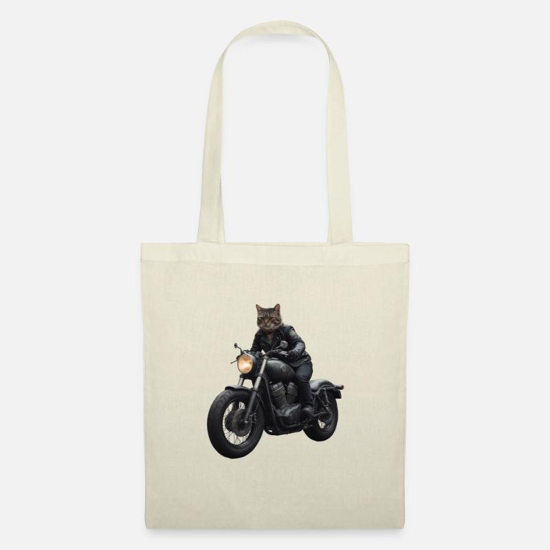 Biker Katze - Stoffbeutel - Natur