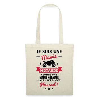 Mamie motarde, cadeau grand-mère,moto,bikeuse - Sac en tissu - nature - Devant