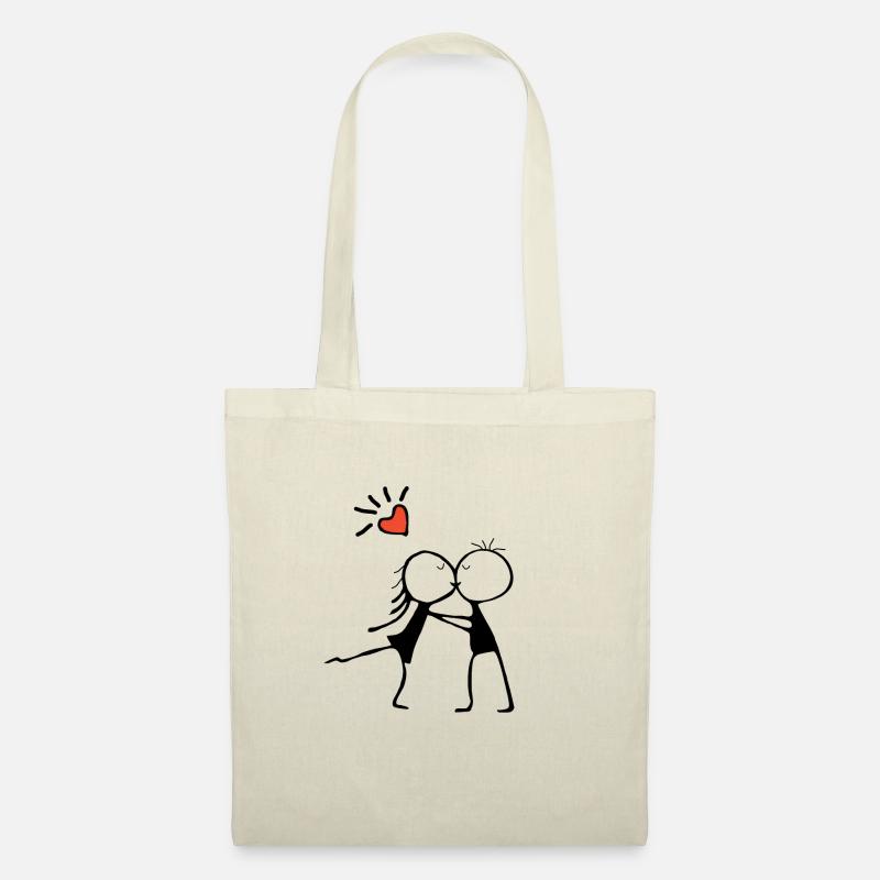 Umarmung der Liebe: Ein romantisches Paar-Design - Stoffbeutel - Natur