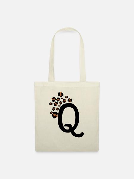 Buchstabe q Leopardenmuster - Stoffbeutel - Natur