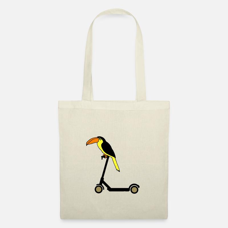 Tucan fährt E Scooter Paradiesvogel - Stoffbeutel - Natur