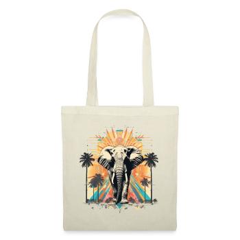 Vintage Elefant im Retro Sommer Tropen Style - Stoffbeutel - Natur - Vorne
