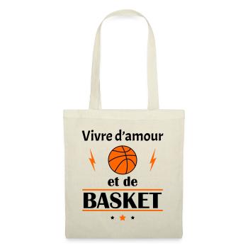 Vivre d'amour et de basket, fête des pères, noël - Sac en tissu - nature - Devant