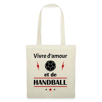 Vivre d'amour et de handball, fête des pères, noël - Sac en tissu - nature - Devant