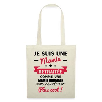 Mamie retraitée, retraite, cadeau départ retraite - Sac en tissu - nature - Devant
