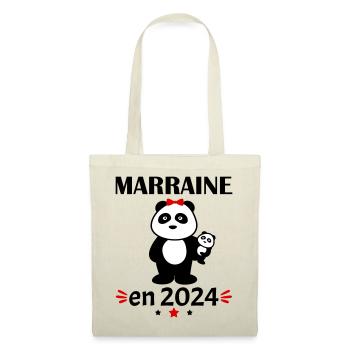 Marraine en 2024, annonce grossesse, famille - Sac en tissu - nature - Devant