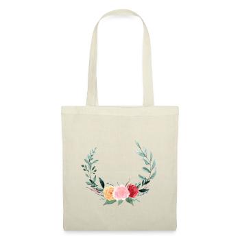 Sommer-Blumenkranz, personalisierbar - Stoffbeutel - Natur - Vorne