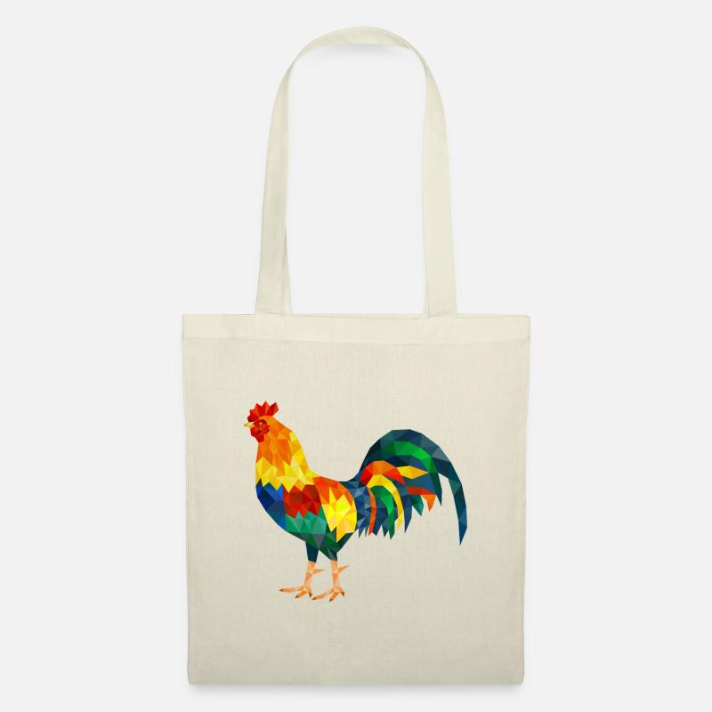hahn polygon bunt huhn gockel - Stoffbeutel - Natur