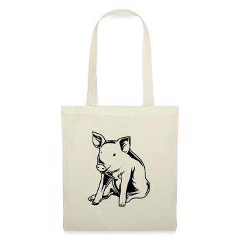 Silhouette de sanglier de truie de porc - Sac en tissu - nature - Devant