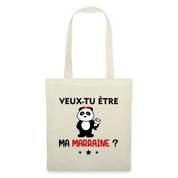 Veux-tu être ma marraine ? Annonce grossesse - Sac en tissu - nature - Devant