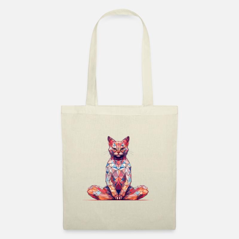 Chat polygonal multicolore - Sac en tissu - nature