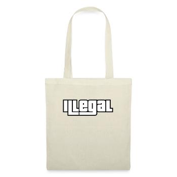 Illegal Blockschrift Design in Weiß - Stoffbeutel - Natur - Vorne