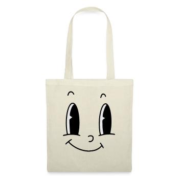 Drôle de visage Grands yeux - Sac en tissu - nature - Devant