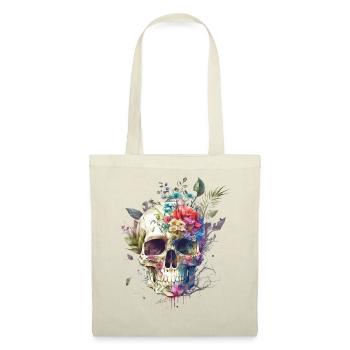 Totenkopf mit Blumen - Stoffbeutel - Natur - Vorne