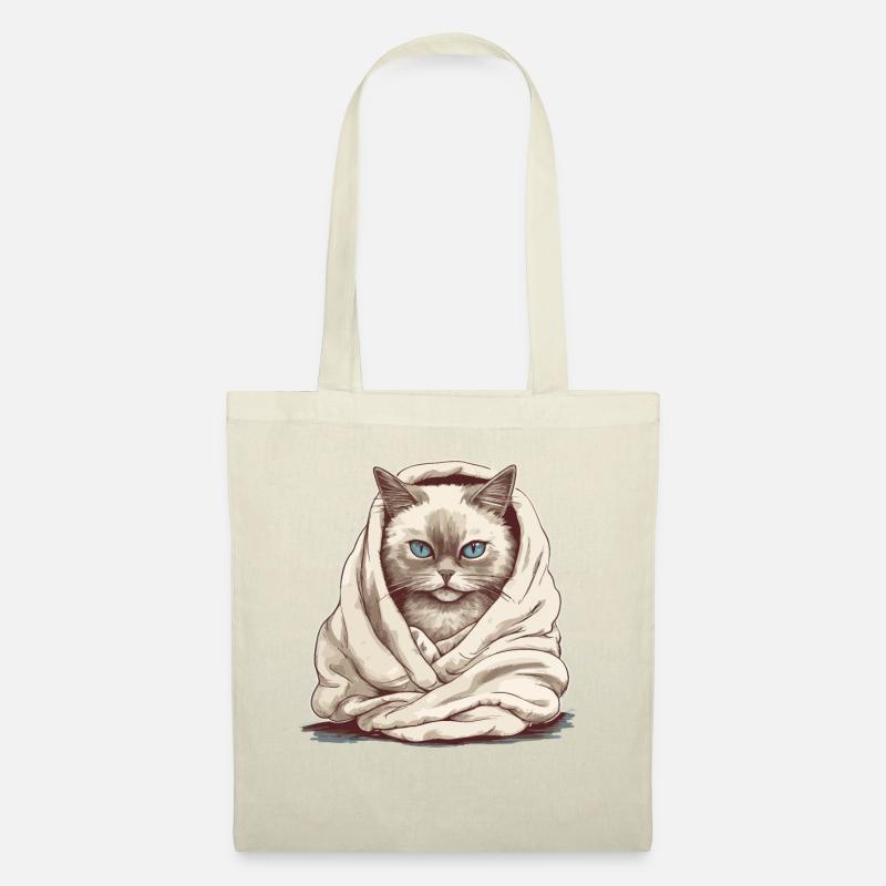 Katze in einer Decke - Stoffbeutel - Natur